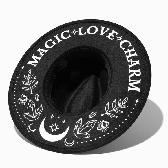 SILVER STUDDED BLACK COWBOY HAT magic love charm - Picture 3 of 3